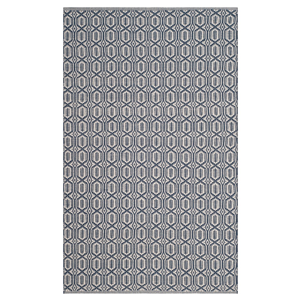 4'x6' Calistoga Woven And Flatweave Rug Ivory/Navy - Safavieh