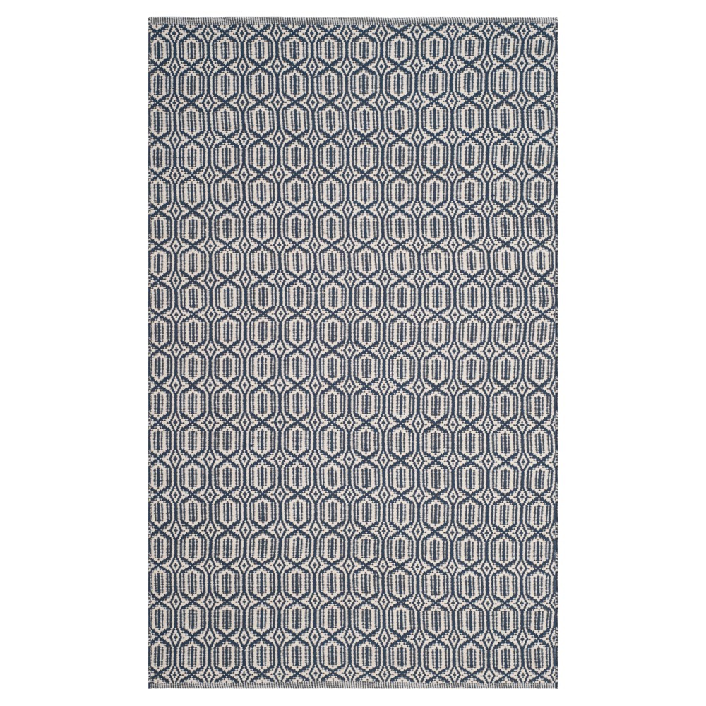 4'x6' Calistoga Woven And Flatweave Rug Ivory/Navy - Safavieh