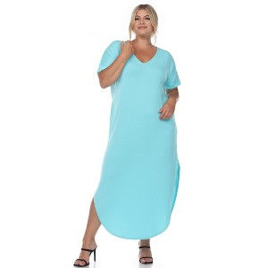 Plus Size Short Sleeve V-neck Maxi Dress - 1 of 4