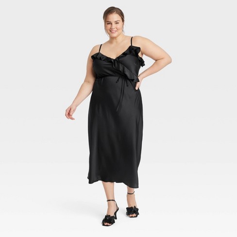 Women's Sleeveless Ruched Midi Dress - Wild Fable™ Black 2x : Target