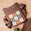 Simply Sage Market Checkered Flowers Lightweight Garment Dyed Sweatshirt - 3 of 4