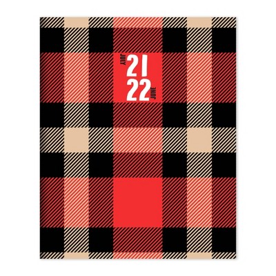 2021-22 Academic Planner 6.5" x 8" Red Plaid Monthly - The Time Factory