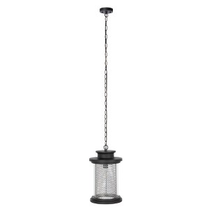 Queren 9.25" Outdoor Pendant - PLT7025 - Black - Safavieh - 1 of 4