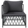 vidaXL Patio Corner Sofa - Anthracite Color, Durable Woven Fabric Material, Powder-Coated Steel Frame, Comfortable Cushions - 3 of 4