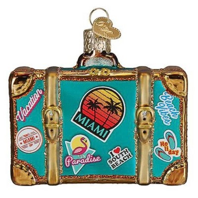 Old World Christmas 2.5 Inch Miami Suitcase Travel Vacation Florida Tree Ornaments