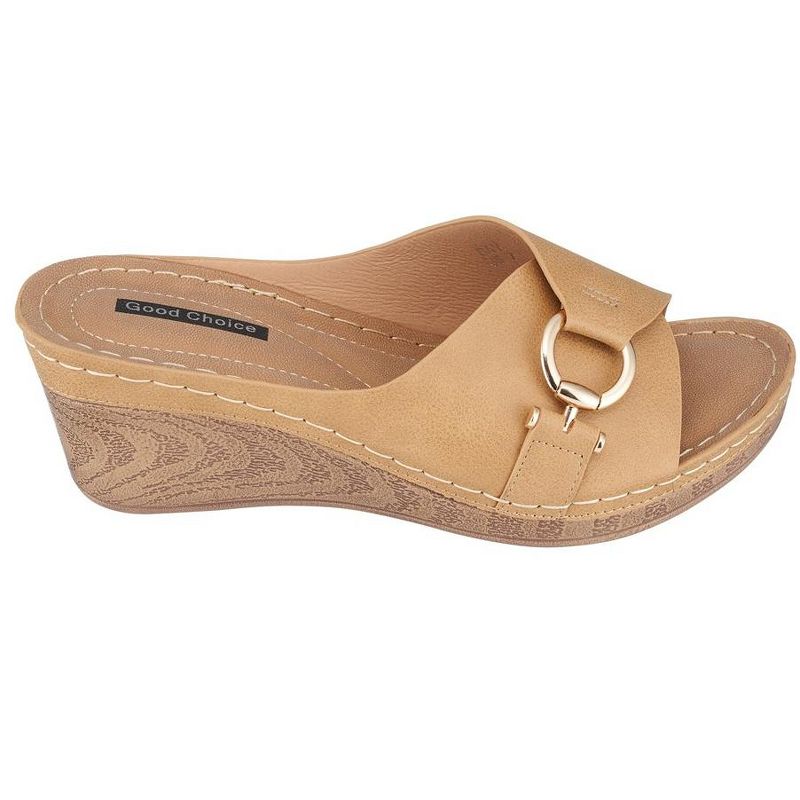 GC Shoes Bay Hardware Comfort Slide Wedge Sandals, 2 of 9