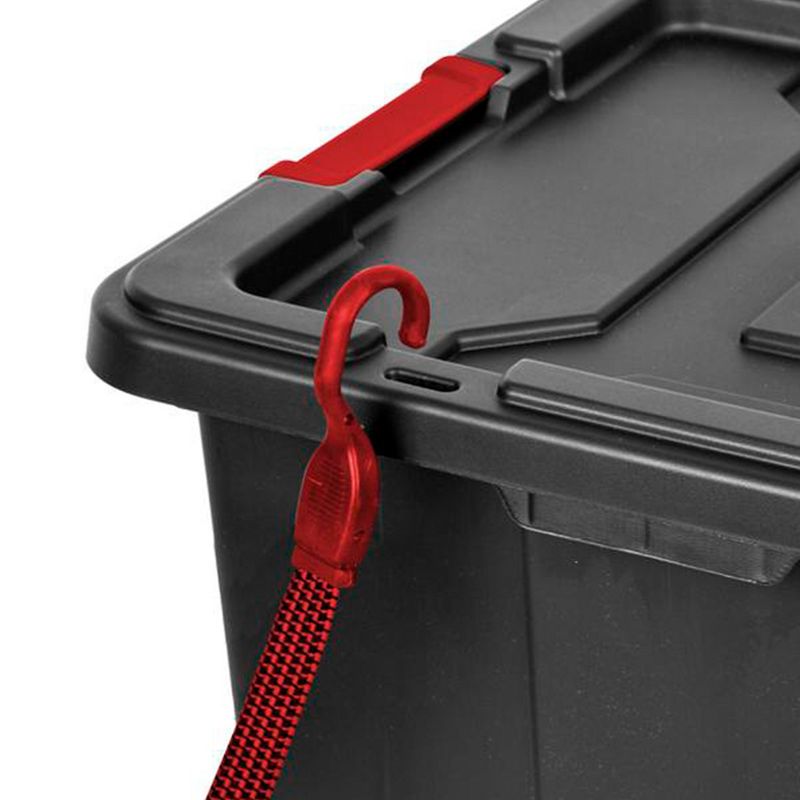 Sterilite 27-Gallon Large Stackable Rugged Storage Tote Container with Red Latching Clip Lid for Garage, Attic, Worksite, or Camping, Black, 3 of 6