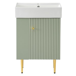 Chery Life 21.6" Bathroom vanity, Bathroom Storage Cabinet with Single Ceramic Sink, Left Side Storage - 1 of 4