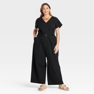 Women's Short Sleeve Utility Jumpsuit - Ava & Viv™ - 1 of 3