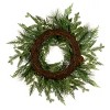 24" Unlit Evergreen Artificial Wreath with Pine Cones & Cream Berries - National Tree Company - 4 of 4