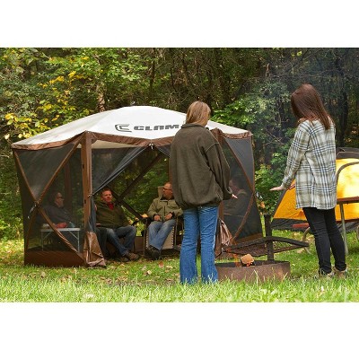 CLAM Quick-Set Escape 11.5' x 11.5' Portable Pop-Up Camping Outdoor Gazebo Screen Tent Canopy Shelter & Carry Bag with 6 Wind & Sun Panels Accessory