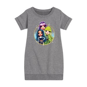 Girls' - Rainbow High - Violet Skyler Jade Graphic Short Sleeve Fleece Dress - 1 of 4
