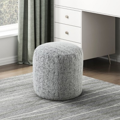 XIYUYEU Simple Upholstery Round Pouf Ottoman Chair,Small Ottoman Stool Bean Bag for Living Room,Bedroom