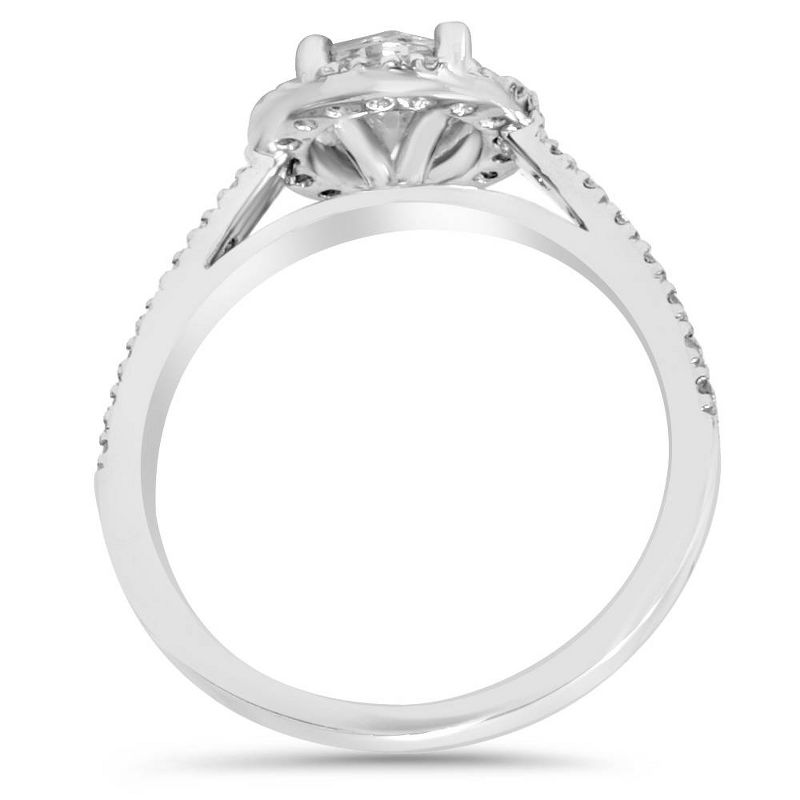 Pompeii3 1CT Halo Round Diamond Engagement Ring 14K White Gold, 2 of 6