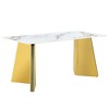 Maliang 63"x31.5x30" Marble-Patterned Slab Dining Table with Golden Stainless Steel Legs - 2 of 4