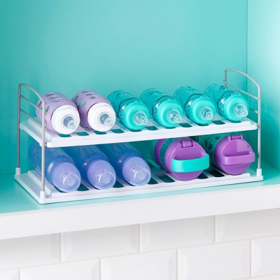 Adjustable 2-Shelf Wide Steel Bottle & Mug Organizer
