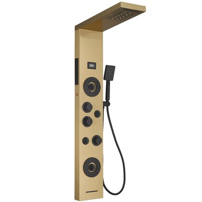 BWE 4-spray tower shower panel system with shower head and shower wand, LED light