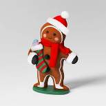 18" Fabric Gingerbread Man Holding Stocking Decorative Sculpture - Wondershop™ Brown
