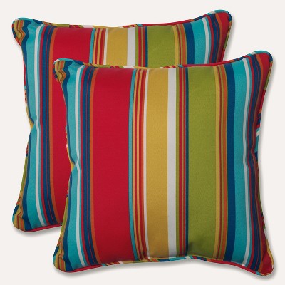 Westport Outdoor 2-Piece Square Throw Pillow Set - Pillow Perfect: Weather-Resistant with Self-Cord Edge