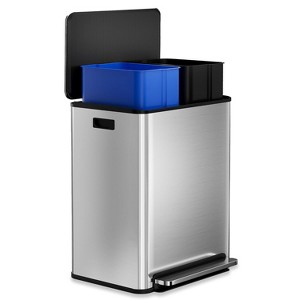 Pedal Trash Bin with,16 Gallon Automatic Garbage Can, Kitchen Trash Can, 60 Liter Touch Free High-Capacity Brushed Stainless Steel Waste Bin - 1 of 4