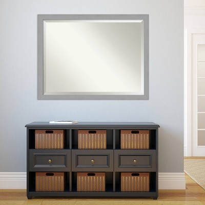 Silver Brushed Wood Full Length Rectangular Bathroom Mirror