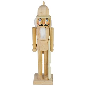 Northlight 15" Unfinished Paintable Wooden Christmas Nutcracker with Rifle - 1 of 4
