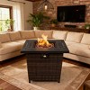 BAOURE 28-inch Black Square Propane Fire Pit Table, 50,000 BTU Outdoor Wicker Fire Pit with Ventilated Steel Top - 2 of 4