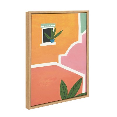 Teju Reval Abstract Village Walls Canvas Print with Natural Frame