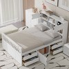 Platform Bed with Bookcase Headboard, Solid Wood Captain Bed Frame with Storage Drawers & Shelves for Bedroom-3irtyhousy - 2 of 4
