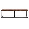 The Urban Port 60" Artisanal Button Tufted Bench Brown Leather Upholstery Black Powder Coated Metal Frame Brown/Black - 4 of 4