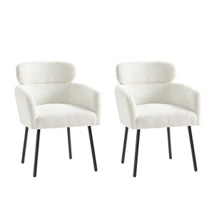 Curt Boucle Elevated Backrest Dining Chair with Metal Legs Set of 2 | Artful Living Design - 1 of 4