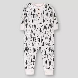 Lamaze Baby Organic Cotton Trees Thermal Loungewear Footless Romper - Off-White