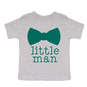 The Juniper Shop Little Man Bow Tie Toddler Short Sleeve Tee - 3T - Heather Grey - 1 of 4