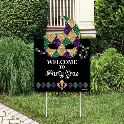 Big Dot of Happiness Mardi Gras - Party Decorations - Masquerade Party Welcome Yard Sign