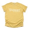 Simply Sage Market Teaching Fills My Heart Cursive Garment Dyed Tee - L - Mustard - 2 of 4