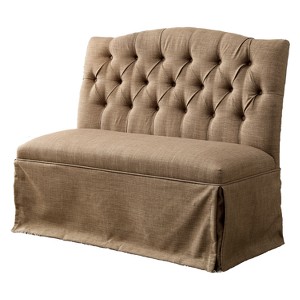 Palmquist Transitional Button Tufted Camel Back Bench Brown - ioHOMES