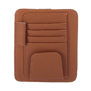 Unique Bargains Leather Car Sun Visor Organizer Bag Card Glasses Storage Pocket Holder - 1 of 4