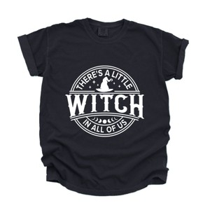 A Little Witch In All Of Us - Womens Garment Dyed Graphic T-Shirt - 1 of 4