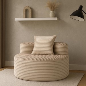 NicBex Corduroy Lounge Sofa,Modern Upholstered Couch with Ribbed Fabric,Throw Pillows,Couches for Living Room,Bedroom,No Assembly Required - 1 of 4