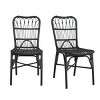 PE Wicker Patio Accent Chair Set Of 2,Modern Armless Chair With Petal-shaped Back,Patio Chairs Wicker,Outdoor Furniture -Maison Boucle - 2 of 4