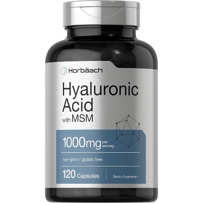 Horbäach Hyaluronic Acid with MSM | 1000 mg | 120 Capsules | Non-GMO, Gluten Free, Bioavailable Supplement