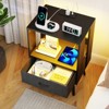FONTOI 2 Pack Modern Nightstand with with Drawers&Open Storage Shelf, Bedside Tables for Bedroom, Black, 11.81"*23.62"*15.75" - 4 of 4