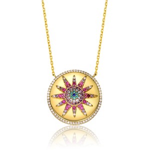 Guili Gold Plated Sterling Silver Necklace with Multi-Color Cubic Zirconia for Vibrant, Unique, and Stylish Jewelry to Suit Any Mood - 1 of 3
