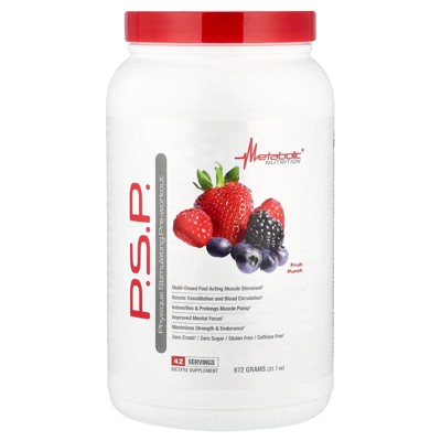Metabolic Nutrition P.S.P. Physique Stimulating PreWorkout 672g Zero Sugar Caffeine Free (Fruit Punch)