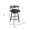HomeRoots 30" Black and Brown Faux Leather and Iron Low Back Bar Height Swivel Bar Chair - 3 of 4