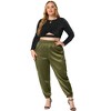 Agnes Orinda Women's Plus Size Satin Elastic Waist Athleisure Ankle Length Casual Jogger Pants - 3 of 4