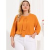 Agnes Orinda Women's Plus Size Stylish Tie Neck 3/4 Ruffle Sleeves Work Office Blouses - 4 of 4