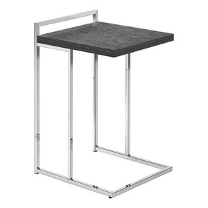 Monarch Specialties Accent Table C-Shaped End Side Snack Living Room Bedroom Metal Laminate Grey Chrome Contemporary Modern - 1 of 4