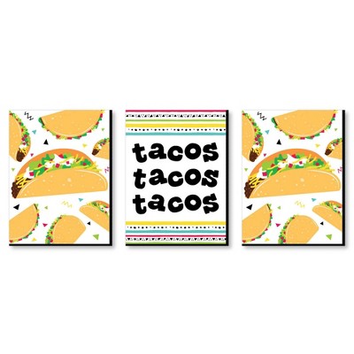 Big Dot of Happiness Taco 'Bout Fun - Kitchen Wall Art and Mexican Restaurant Decor Ideas - 7.5 x 10 inches - Set of 3 Prints