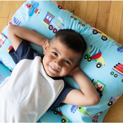 Trains, Planes & Trucks Blue Cotton Polyester Kids Floor Pillow Lounger